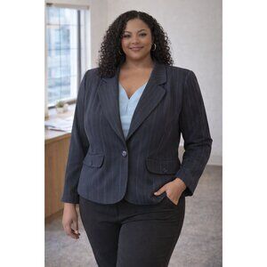 Womens 3X Pinstripe Blazer & 2 Button-Up Shirts Slimming Fit * Plus Size * Q01s